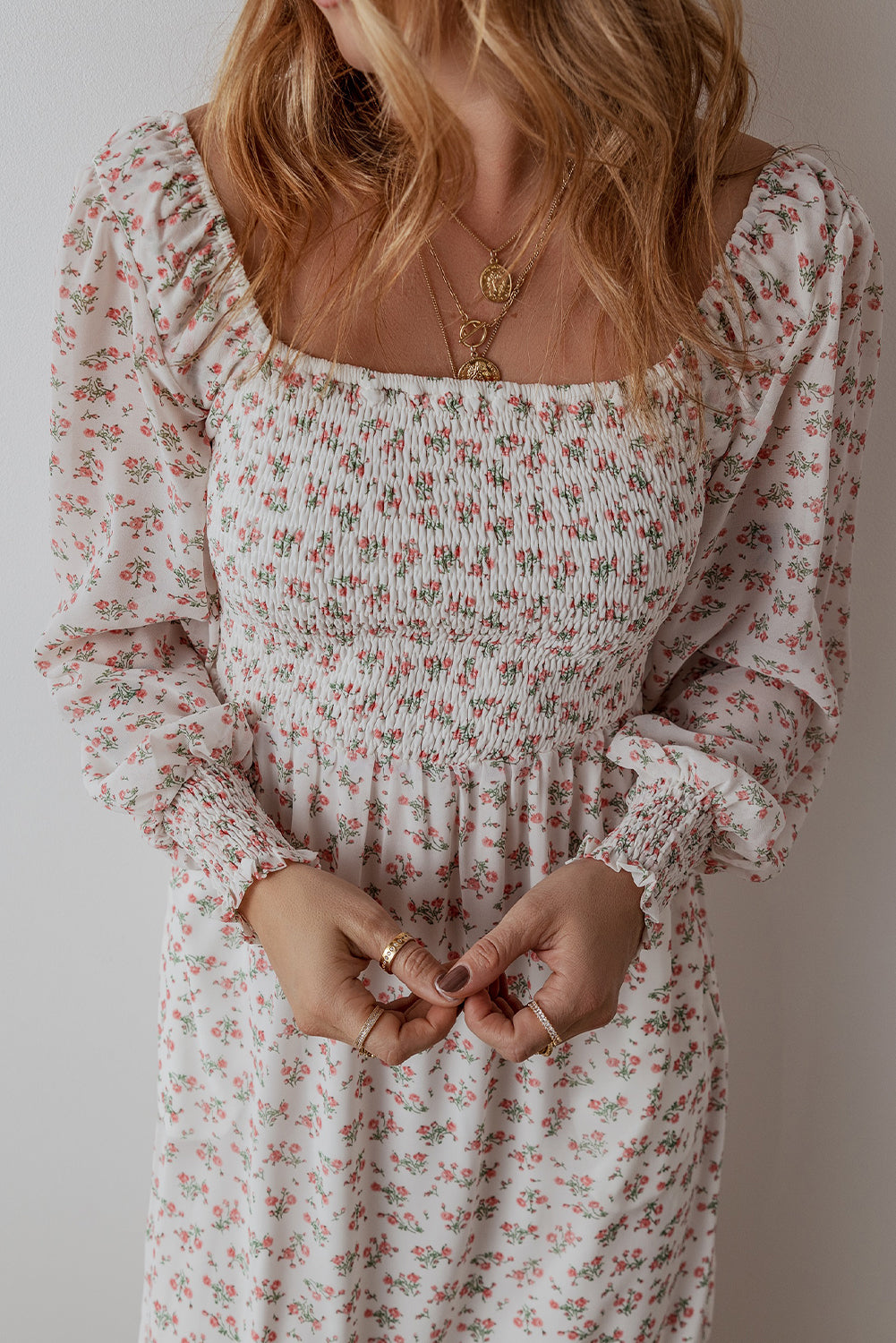 Floral Print Ruffled Hem Midi Dress