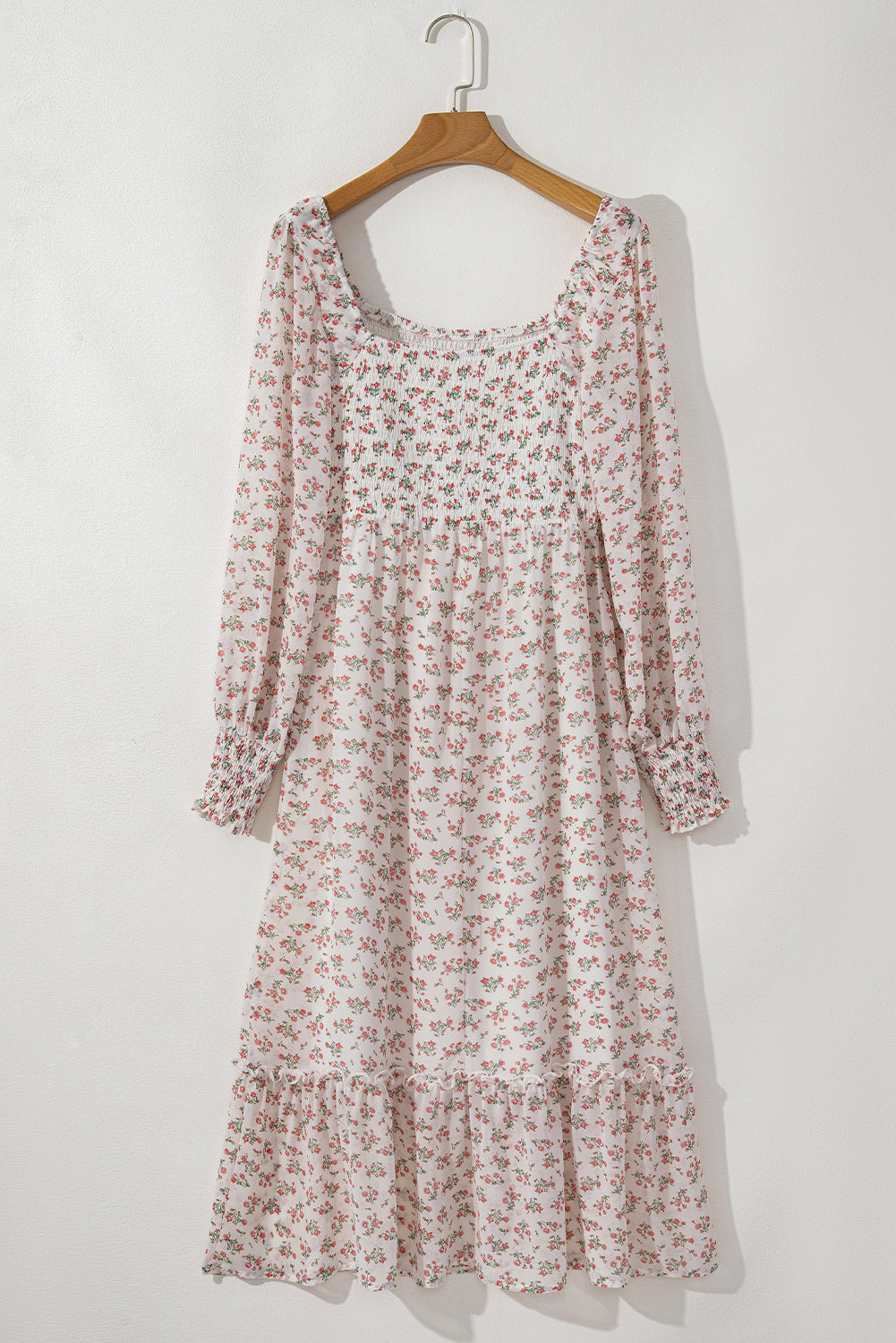 Floral Print Ruffled Hem Midi Dress