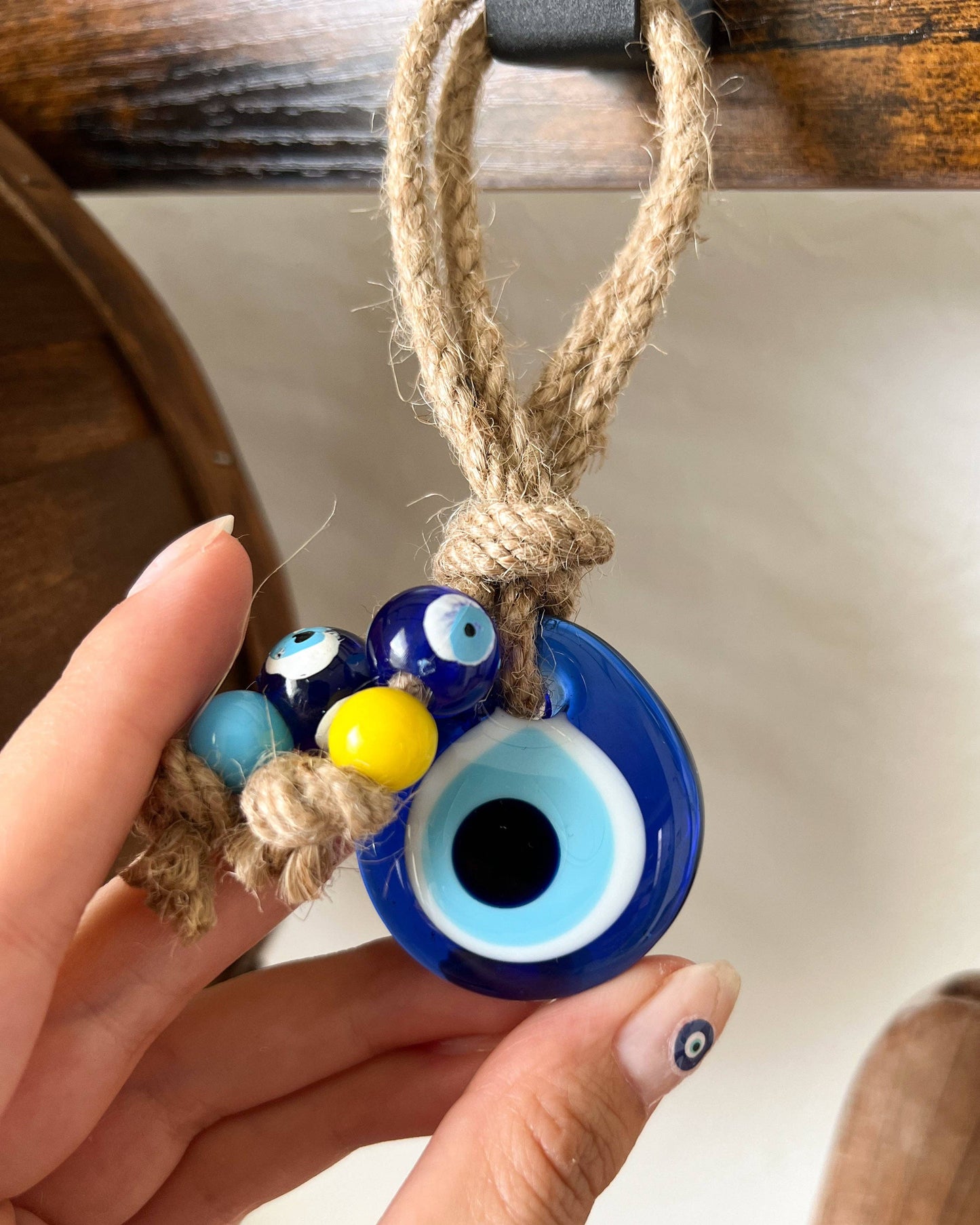 Small Evil Eye Wall Hanging, Boho Home Decor