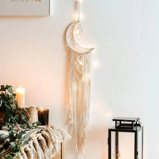 Boho Hand Woven Moon Dream Catcher
