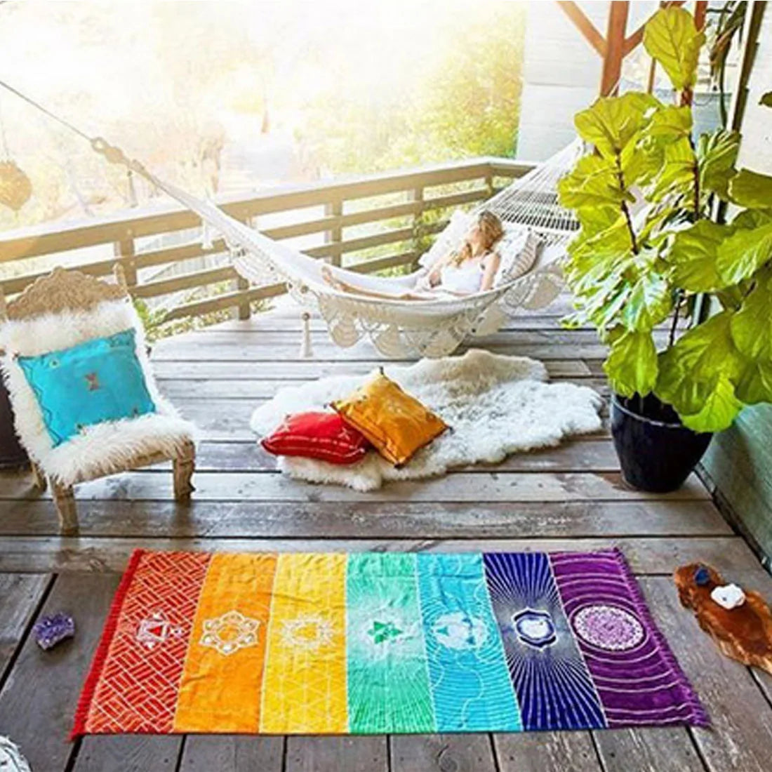 Mandala Rainbow Chakra Tapestry