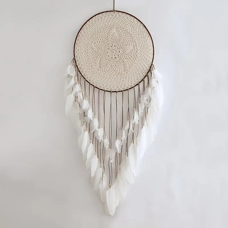 Stunning White Feather Dream Catcher for Home Decor